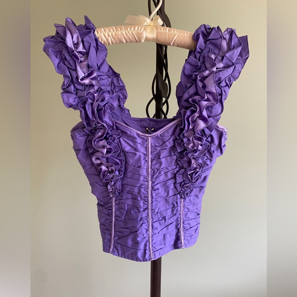 NWOT Purple Ruffled Women's Corset Top - Picture 2 of 16